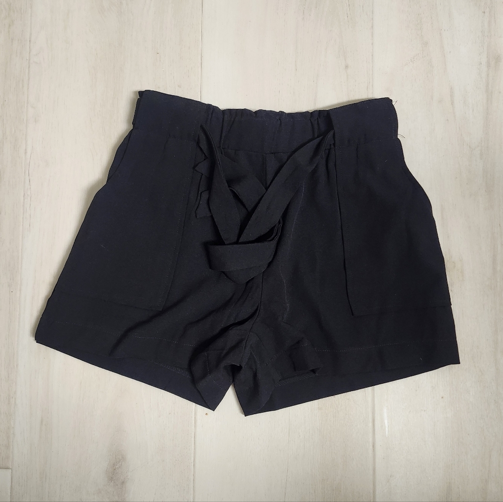 Ci Sono | Black Paperbag Tie-Waist Dress Shorts